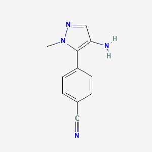 molecular formula C11H10N4 B13166605 4-(4-Amino-1-methyl-1H-pyrazol-5-yl)benzonitrile 