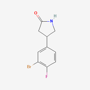 molecular formula C10H9BrFNO B13166630 4-(3-Bromo-4-fluorophenyl)pyrrolidin-2-one 