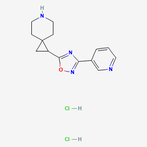 molecular formula C14H18Cl2N4O B13166638 1-[3-(Pyridin-3-yl)-1,2,4-oxadiazol-5-yl]-6-azaspiro[2.5]octane dihydrochloride 