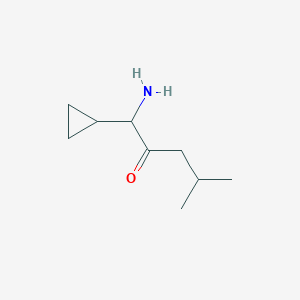 molecular formula C9H17NO B13166653 1-Amino-1-cyclopropyl-4-methylpentan-2-one 