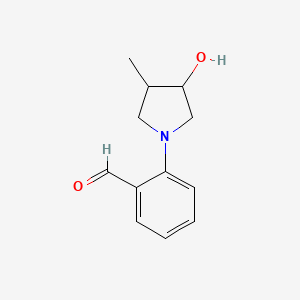 molecular formula C12H15NO2 B13166665 2-(3-Hydroxy-4-methylpyrrolidin-1-yl)benzaldehyde 