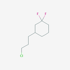 molecular formula C9H15ClF2 B13166670 3-(3-Chloropropyl)-1,1-difluorocyclohexane 