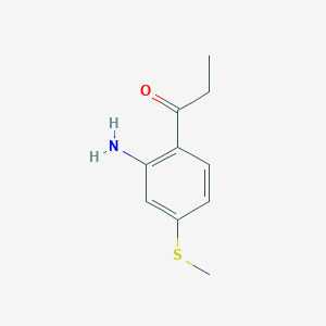 molecular formula C10H13NOS B13166674 1-[2-Amino-4-(methylsulfanyl)phenyl]propan-1-one 