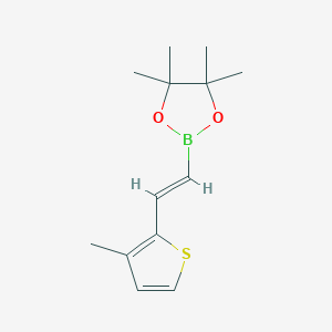 molecular formula C13H19BO2S B13166701 4,4,5,5-Tetramethyl-2-[2-(3-methylthiophen-2-yl)ethenyl]-1,3,2-dioxaborolane 