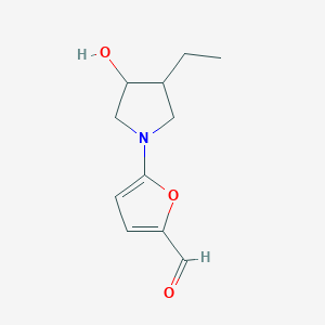 molecular formula C11H15NO3 B13166741 5-(3-Ethyl-4-hydroxypyrrolidin-1-yl)furan-2-carbaldehyde 