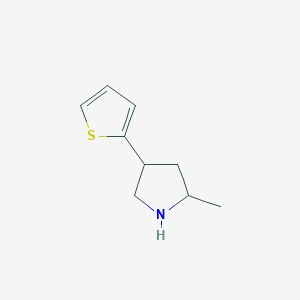 molecular formula C9H13NS B13166749 2-Methyl-4-(thiophen-2-yl)pyrrolidine 