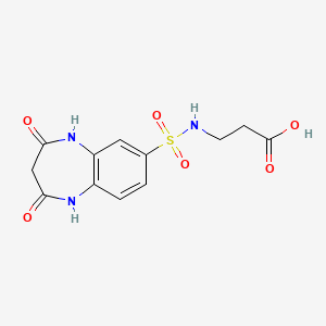 molecular formula C12H13N3O6S B13166777 3-[[(2,4-Dioxo-2,3,4,5-tetrahydro-1H-1,5-benzodiazepin-7-yl)sulfonyl]amino]propanoic acid 