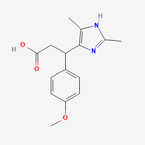 molecular formula C15H18N2O3 B13166784 3-(2,5-dimethyl-1H-imidazol-4-yl)-3-(4-methoxyphenyl)propanoic acid 