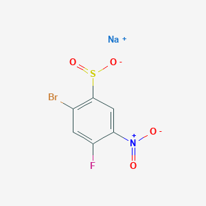 molecular formula C6H2BrFNNaO4S B13166810 Sodium 2-bromo-4-fluoro-5-nitrobenzene-1-sulfinate 