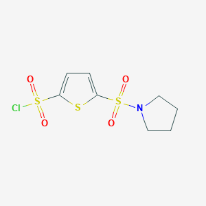 molecular formula C8H10ClNO4S3 B13166880 5-(Pyrrolidine-1-sulfonyl)thiophene-2-sulfonyl chloride 