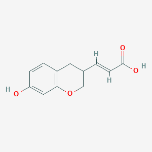 molecular formula C12H12O4 B13167141 (2E)-3-(7-Hydroxy-3,4-dihydro-2H-chromen-3-yl)acrylic acid 