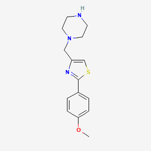 molecular formula C15H19N3OS B13167170 1-{[2-(4-Methoxyphenyl)-1,3-thiazol-4-YL]methyl}piperazine 