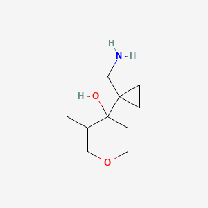 molecular formula C10H19NO2 B13167200 4-[1-(Aminomethyl)cyclopropyl]-3-methyloxan-4-ol 