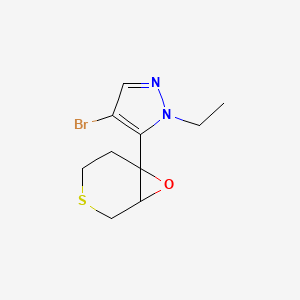 molecular formula C10H13BrN2OS B13167208 4-Bromo-1-ethyl-5-{7-oxa-3-thiabicyclo[4.1.0]heptan-6-yl}-1H-pyrazole 