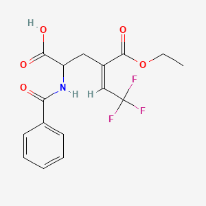 molecular formula C16H16F3NO5 B13167257 4-(Ethoxycarbonyl)-6,6,6-trifluoro-2-(phenylformamido)hex-4-enoic acid 