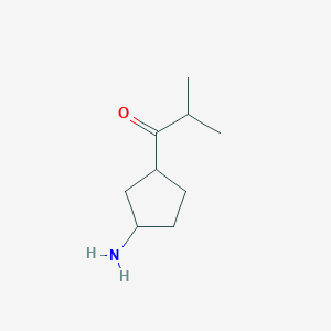 molecular formula C9H17NO B13167320 1-(3-Aminocyclopentyl)-2-methylpropan-1-one 