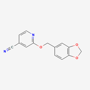 molecular formula C14H10N2O3 B13167333 2-(2H-1,3-Benzodioxol-5-ylmethoxy)pyridine-4-carbonitrile 