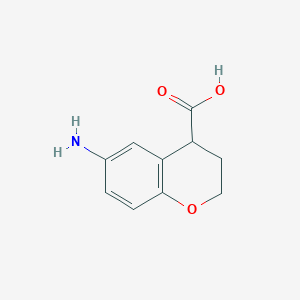 molecular formula C10H11NO3 B13167339 6-amino-3,4-dihydro-2H-1-benzopyran-4-carboxylic acid 