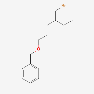 molecular formula C14H21BrO B13167368 ({[4-(Bromomethyl)hexyl]oxy}methyl)benzene 