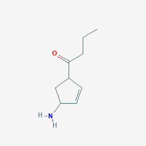 molecular formula C9H15NO B13167433 1-(4-Aminocyclopent-2-en-1-yl)butan-1-one 