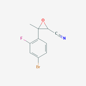 molecular formula C10H7BrFNO B13167436 3-(4-Bromo-2-fluorophenyl)-3-methyloxirane-2-carbonitrile 