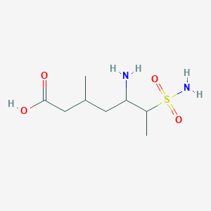 molecular formula C8H18N2O4S B13167509 5-Amino-3-methyl-6-sulfamoylheptanoic acid 