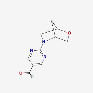 molecular formula C10H11N3O2 B13167529 2-{2-Oxa-5-azabicyclo[2.2.1]heptan-5-yl}pyrimidine-5-carbaldehyde 