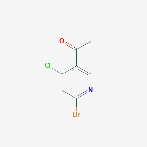 molecular formula C7H5BrClNO B13167562 1-(6-Bromo-4-chloropyridin-3-yl)ethanone 