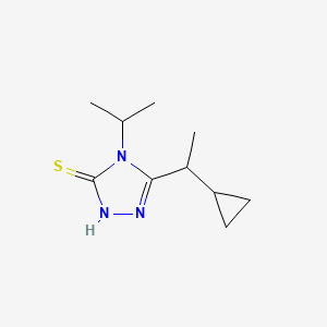 molecular formula C10H17N3S B13167625 5-(1-Cyclopropylethyl)-4-(propan-2-YL)-4H-1,2,4-triazole-3-thiol 