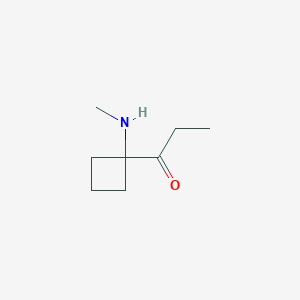 molecular formula C8H15NO B13167639 1-[1-(Methylamino)cyclobutyl]propan-1-one 