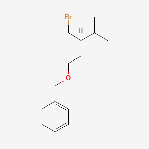 molecular formula C14H21BrO B13167655 ({[3-(Bromomethyl)-4-methylpentyl]oxy}methyl)benzene 