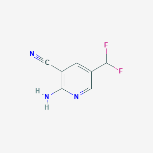 molecular formula C7H5F2N3 B13167660 2-Amino-5-(difluoromethyl)nicotinonitrile 