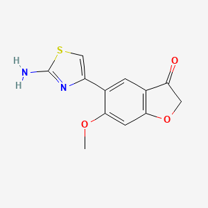 molecular formula C12H10N2O3S B13167672 5-(2-amino-1,3-thiazol-4-yl)-6-methoxy-1-benzofuran-3(2H)-one 