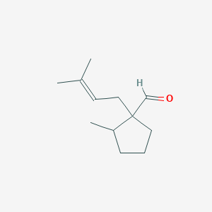 molecular formula C12H20O B13167694 2-Methyl-1-(3-methylbut-2-en-1-yl)cyclopentane-1-carbaldehyde 