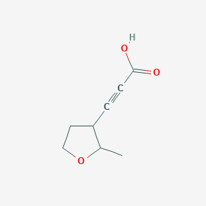 molecular formula C8H10O3 B13167726 3-(2-Methyloxolan-3-yl)prop-2-ynoic acid 