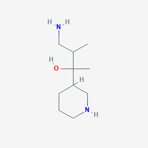 molecular formula C10H22N2O B13168046 4-Amino-3-methyl-2-(piperidin-3-YL)butan-2-OL 