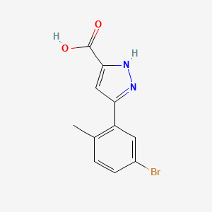 molecular formula C11H9BrN2O2 B13168063 5-(5-Bromo-2-methylphenyl)-1H-pyrazole-3-carboxylic acid 