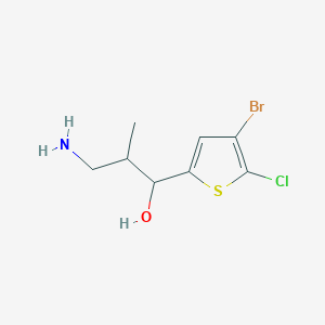 molecular formula C8H11BrClNOS B13168073 3-Amino-1-(4-bromo-5-chlorothiophen-2-yl)-2-methylpropan-1-ol 