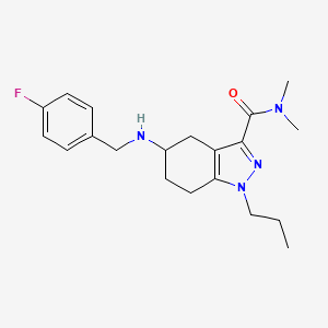 molecular formula C20H27FN4O B13168149 5-((4-Fluorobenzyl)amino)-N,N-dimethyl-1-propyl-4,5,6,7-tetrahydro-1H-indazole-3-carboxamide 