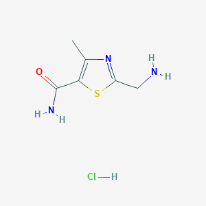 molecular formula C6H10ClN3OS B13168214 2-(Aminomethyl)-4-methyl-1,3-thiazole-5-carboxamide hydrochloride 