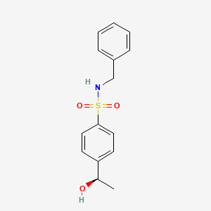 molecular formula C15H17NO3S B13168222 N-Benzyl-4-[(1R)-1-hydroxyethyl]benzene-1-sulfonamide 