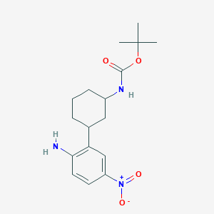 molecular formula C17H25N3O4 B13168295 tert-Butyl N-[3-(2-amino-5-nitrophenyl)cyclohexyl]carbamate 