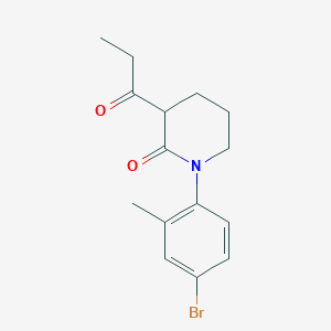 molecular formula C15H18BrNO2 B13168337 1-(4-Bromo-2-methylphenyl)-3-propanoylpiperidin-2-one 