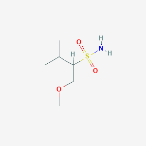 molecular formula C6H15NO3S B13168343 1-Methoxy-3-methylbutane-2-sulfonamide 