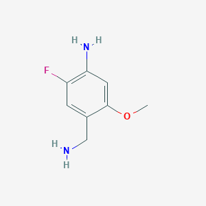 molecular formula C8H11FN2O B13168350 4-(Aminomethyl)-2-fluoro-5-methoxyaniline 