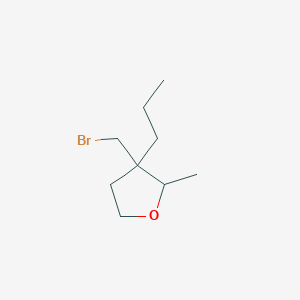 molecular formula C9H17BrO B13168391 3-(Bromomethyl)-2-methyl-3-propyloxolane 