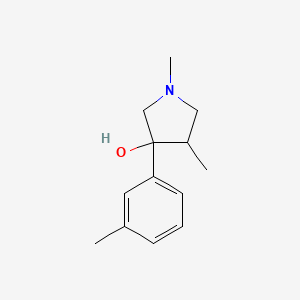 molecular formula C13H19NO B13168438 1,4-Dimethyl-3-(3-methylphenyl)pyrrolidin-3-ol 