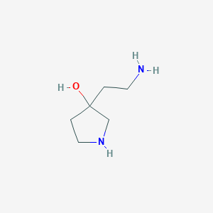 molecular formula C6H14N2O B13168471 3-(2-Aminoethyl)pyrrolidin-3-ol 