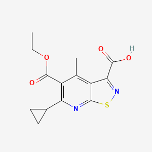 6-Cyclopropyl-5-(ethoxycarbonyl)-4-methyl-[1,2]thiazolo[5,4-b]pyridine-3-carboxylic acid