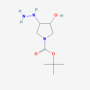 molecular formula C9H19N3O3 B13168533 tert-Butyl 3-hydrazinyl-4-hydroxypyrrolidine-1-carboxylate 